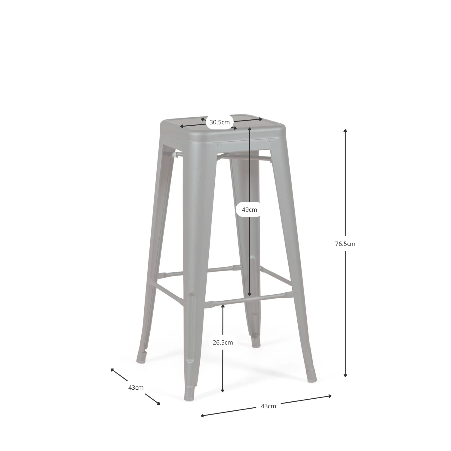 Bistro tabouret industriel Matt 76CM blanc - Tabourets et chaises industriels