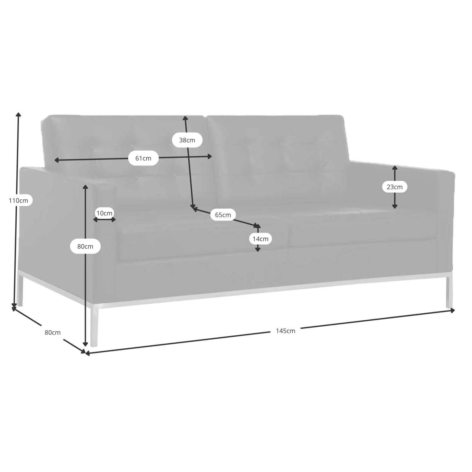 Venice canapé 2 places en cuir italien Florence Knoll Inspired Design