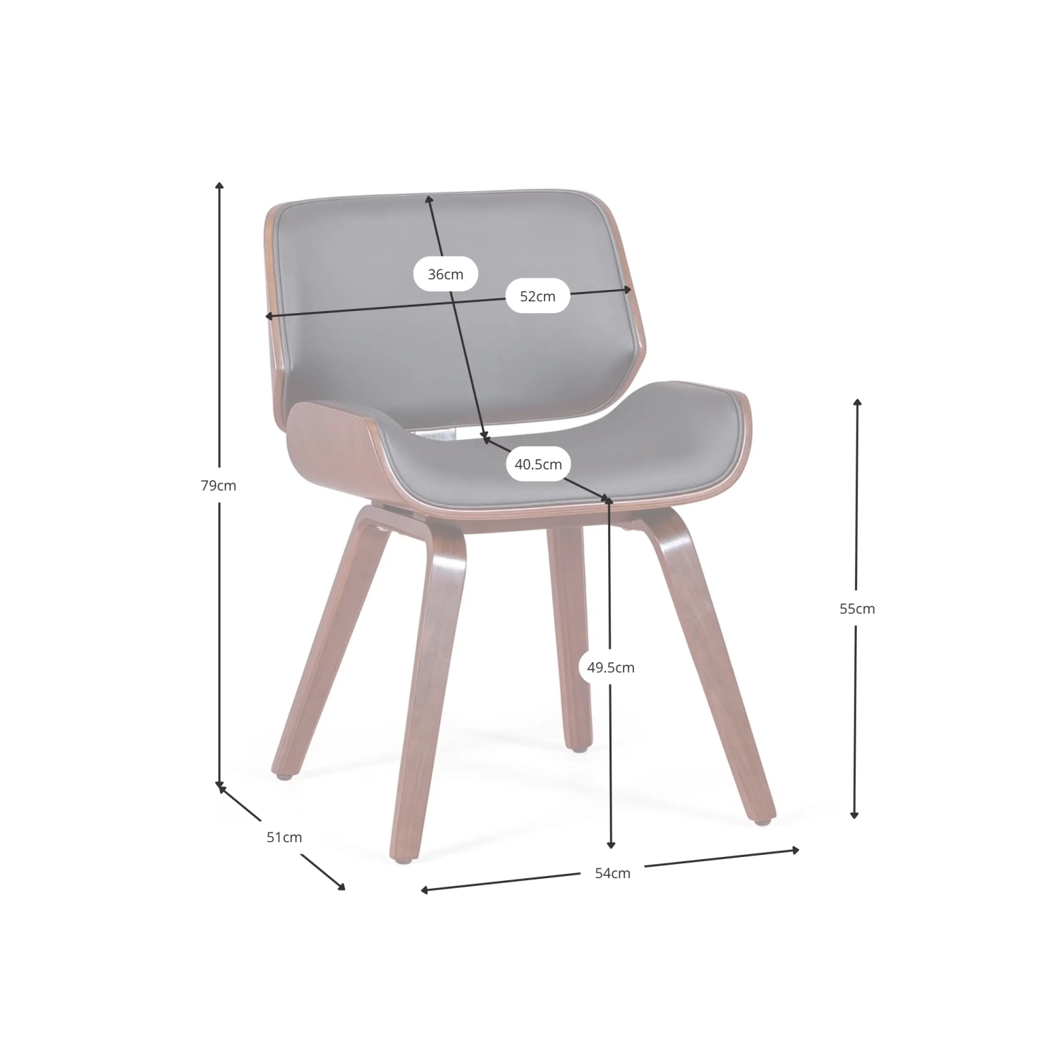 Krzesło Nordic z orzecha włoskiego i czarnej skóry ekologicznej | Elegancki skandynawski design