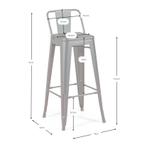 Taboret przemysłowy Metal Wide Bistro Matte - Taborety przemysłowe