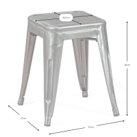 Sgabello Bistro metallico 45 cm | Stile industriale impilabile