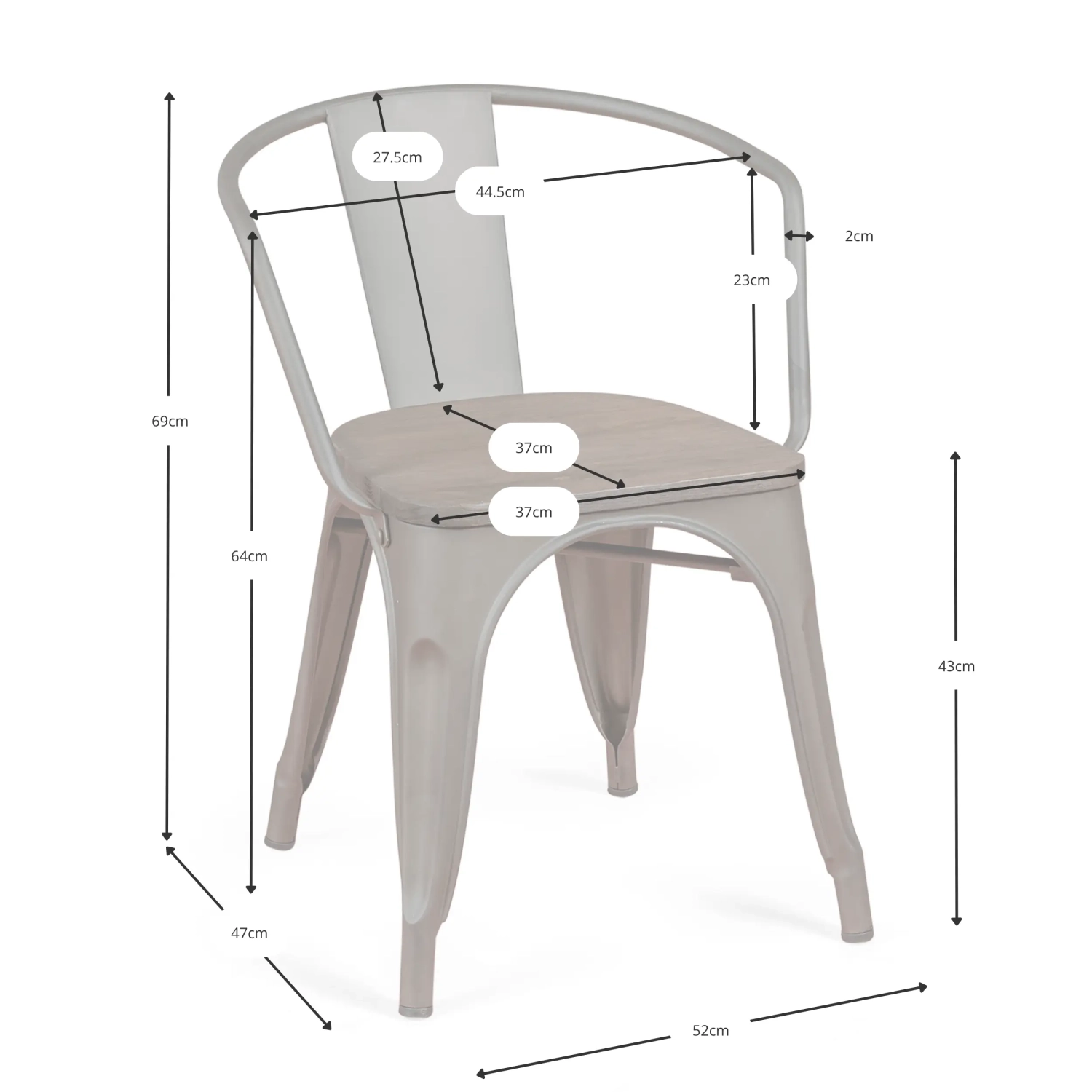 Bistro Arms Wood Antique stol - Industriella stolar