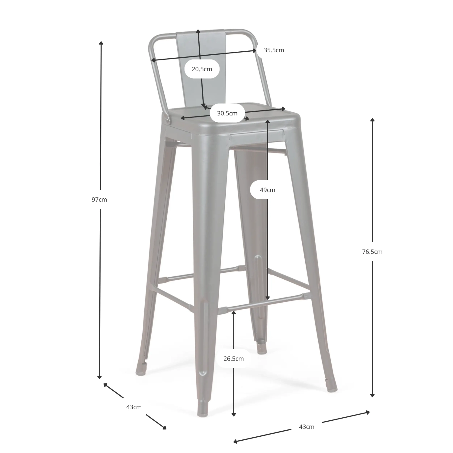 Industrial stool Bistro LB Wood Antique - Industrial stools