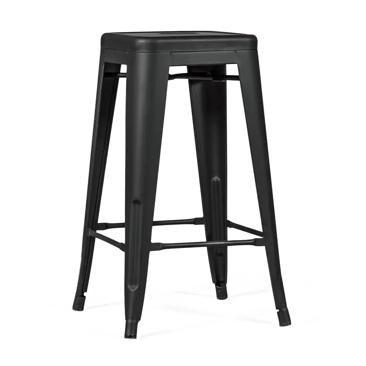 Sgabello Bistro industriale 66 cm | Acciaio impilabile lucido o opaco