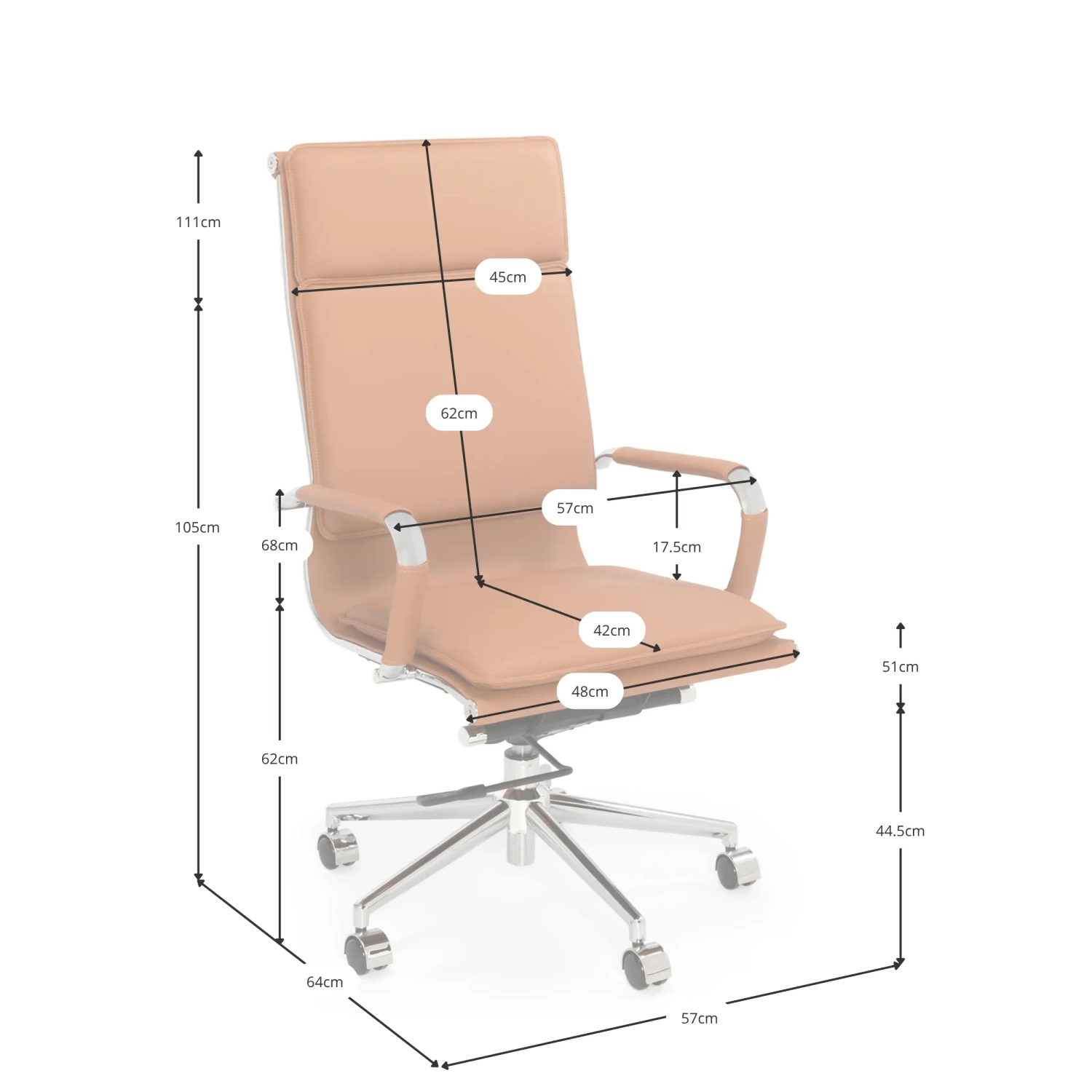 Fauteuil de bureau Studio à dossier haut | Fauteuil de bureau ergonomique en simili cuir