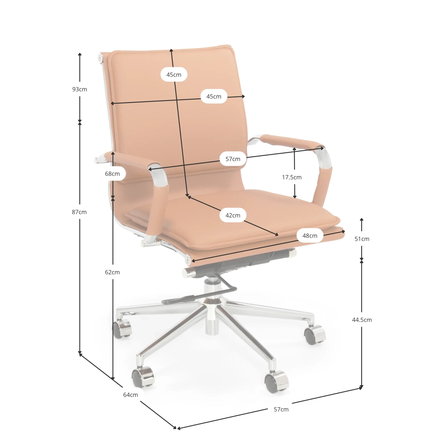 Sedia da ufficio Studio con schienale basso | Design ergonomico e moderno