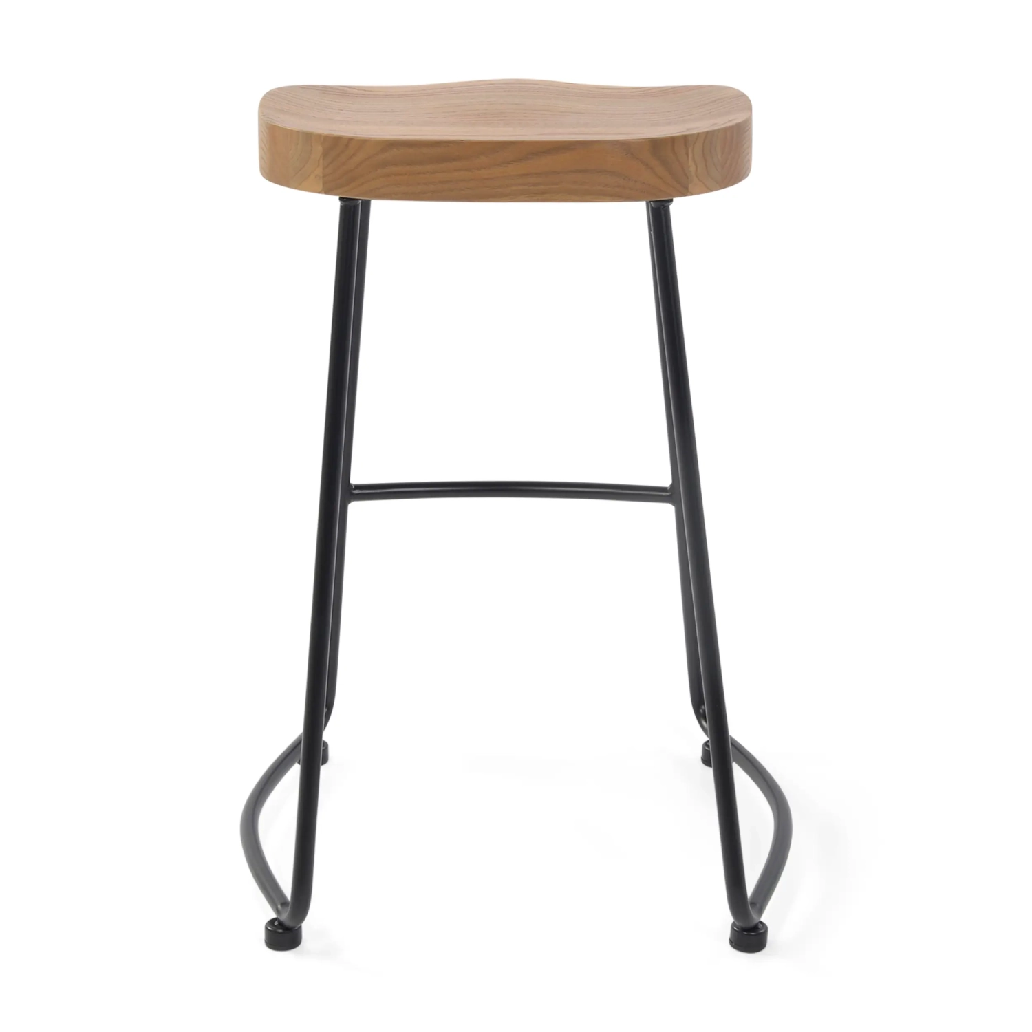 Taburete industrial Portland de 66 cm | Madera maciza de olmo y acero