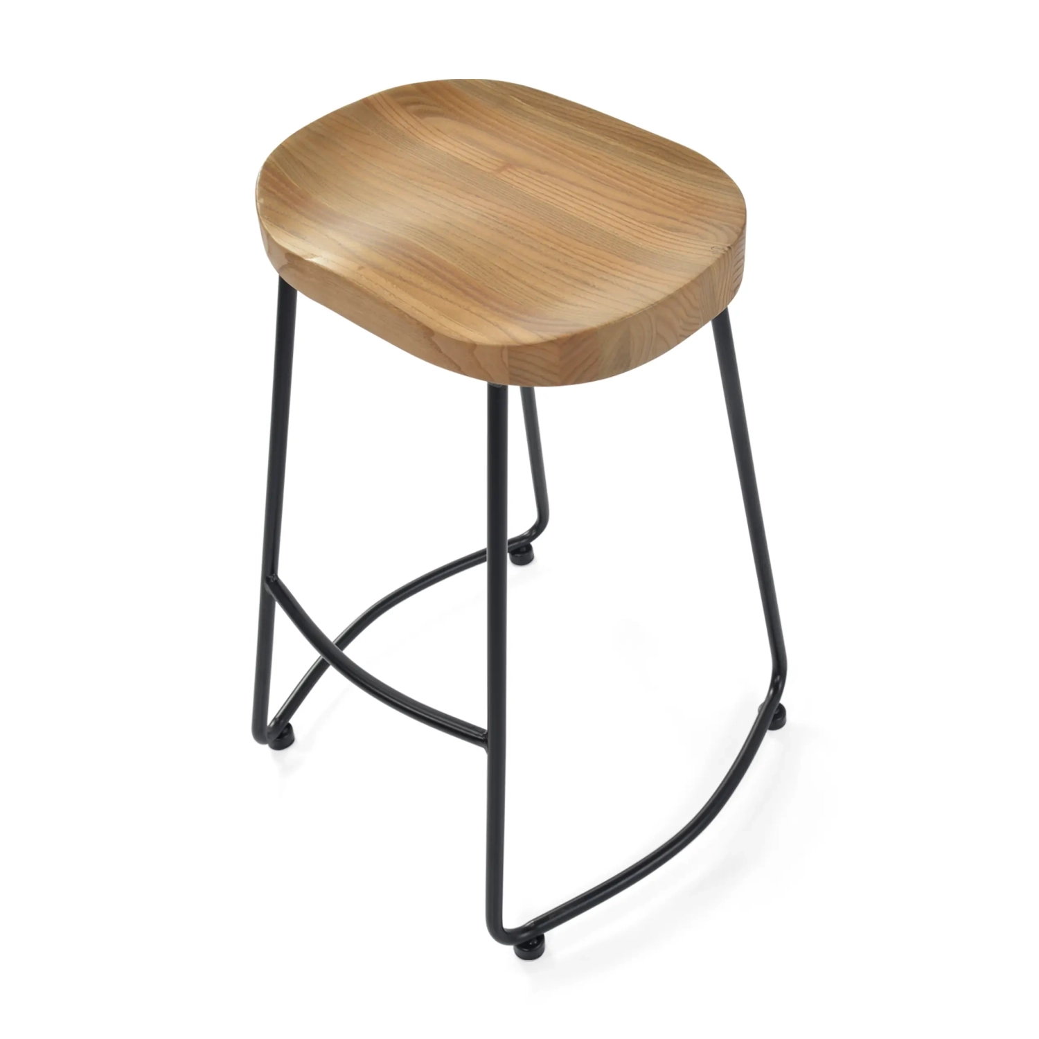 Banco de bar industrial Portland, 66 cm | Madeira maciça de olmo e aço