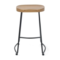 Banco de bar industrial Portland, 66 cm | Madeira maciça de olmo e aço