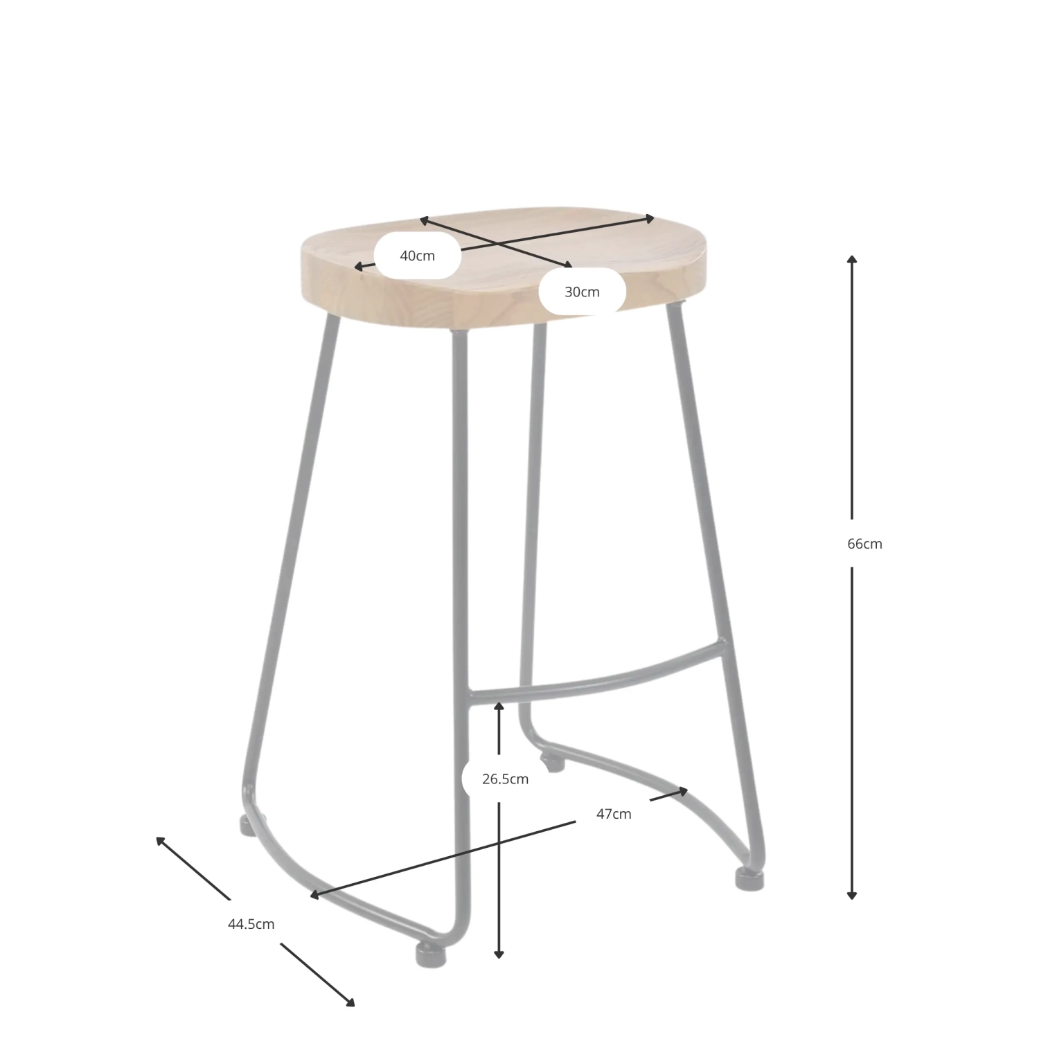 Sgabello da bar Portland Industrial 66 cm | Legno massello di olmo e acciaio
