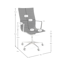 Task Executive kantoorstoel met hoge rugleuning en lederen bekleding | Hoogwaardige ergonomische kantoorstoel