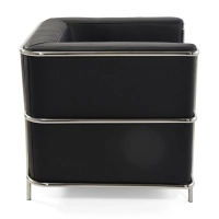 Sillón «Torino» de cuero italiano | Estructura de acero inoxidable