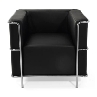 Sillón «Torino» de cuero italiano | Estructura de acero inoxidable
