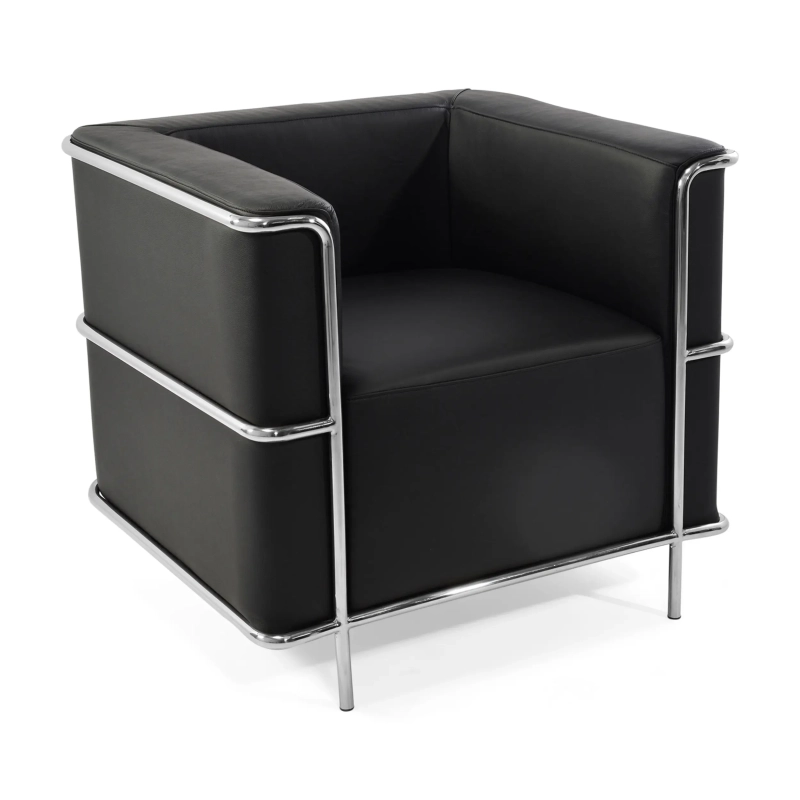 Fauteuil « Torino » en cuir italien | Structure en acier inoxydable