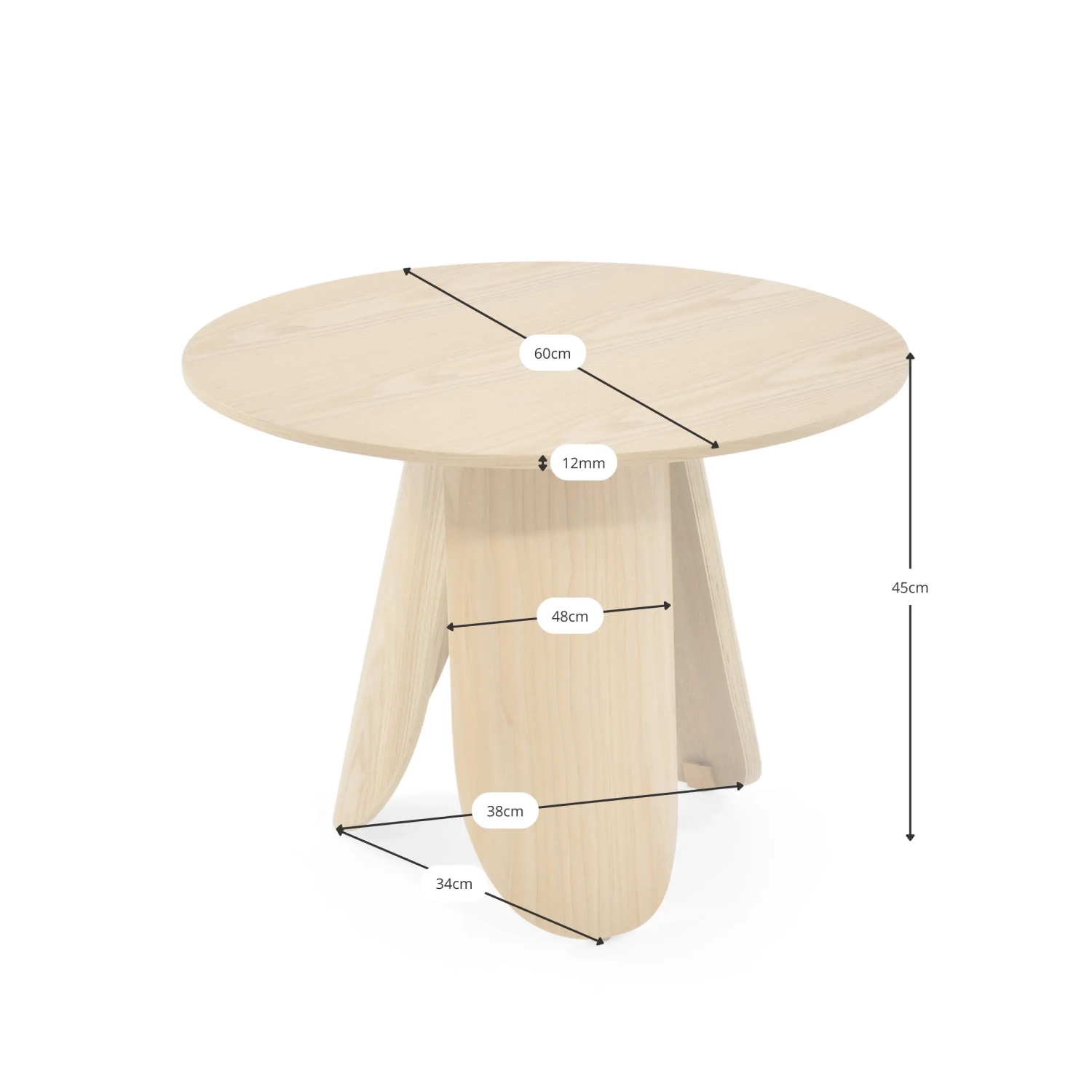 Pluto Scandinavian Ash Wood Coffee Side Table