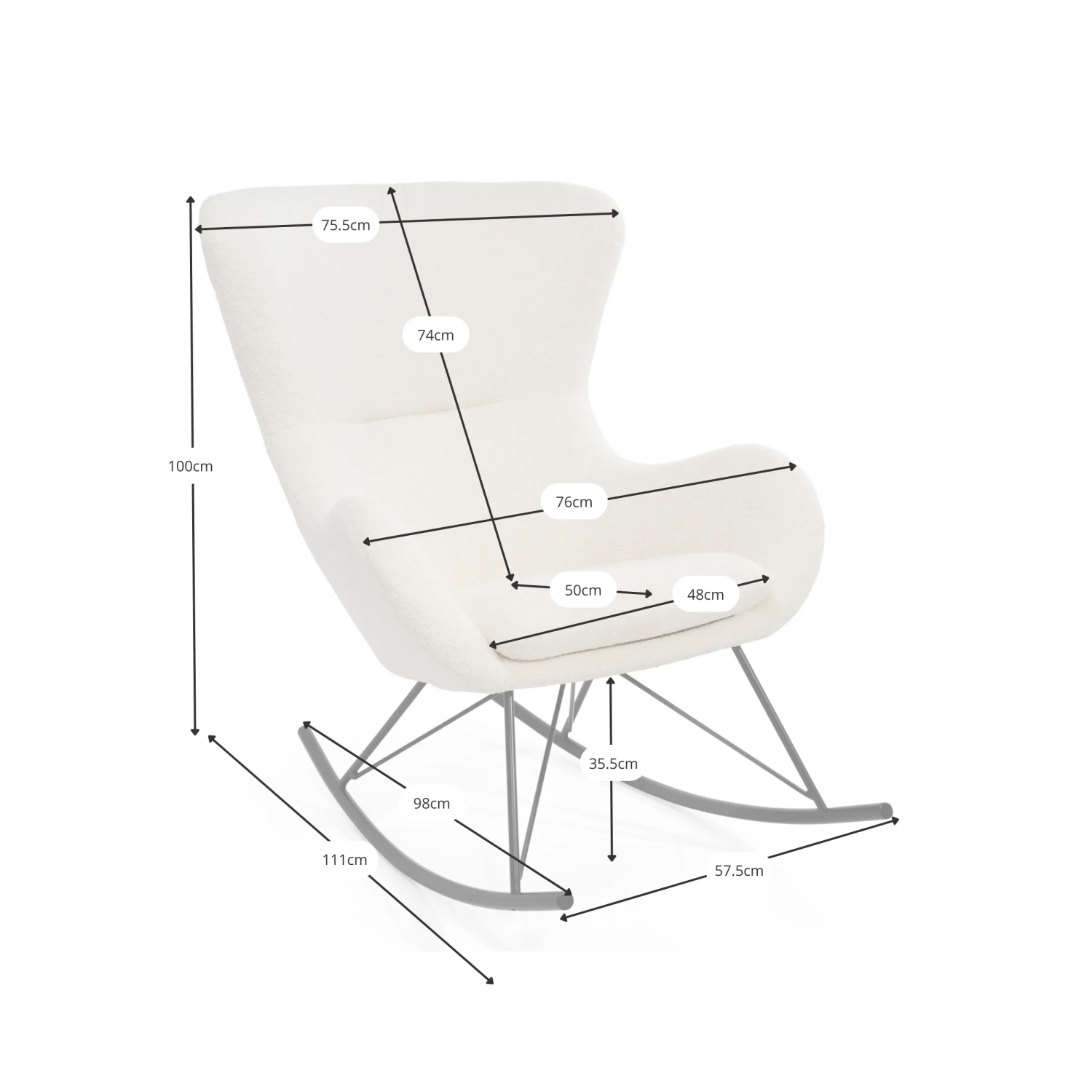 Cadeira de baloiço Nest Bouclé | Cadeira de baloiço de design moderno
