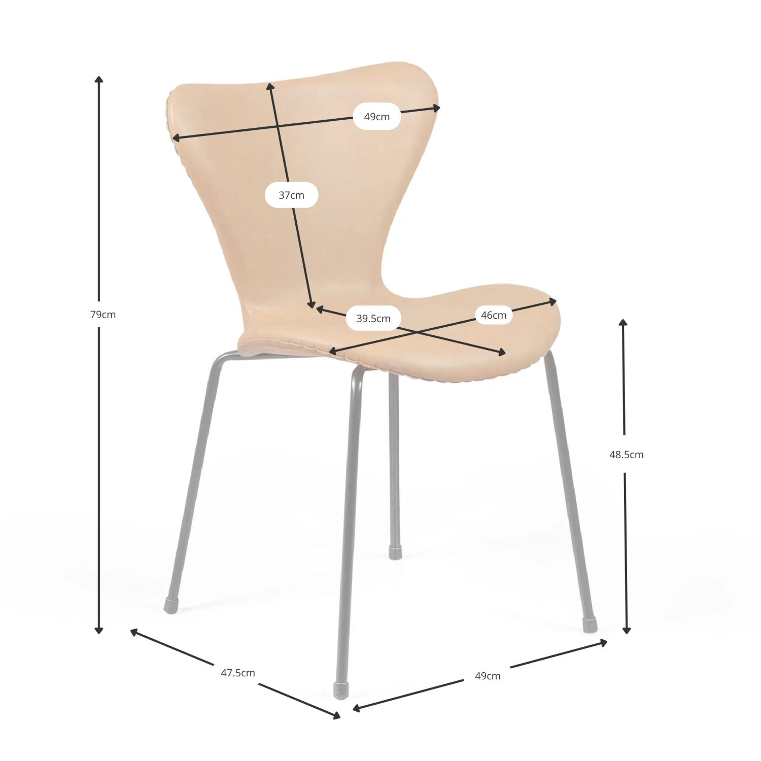 Sedia da pranzo Seven in ecopelle vintage | Design industriale moderno
