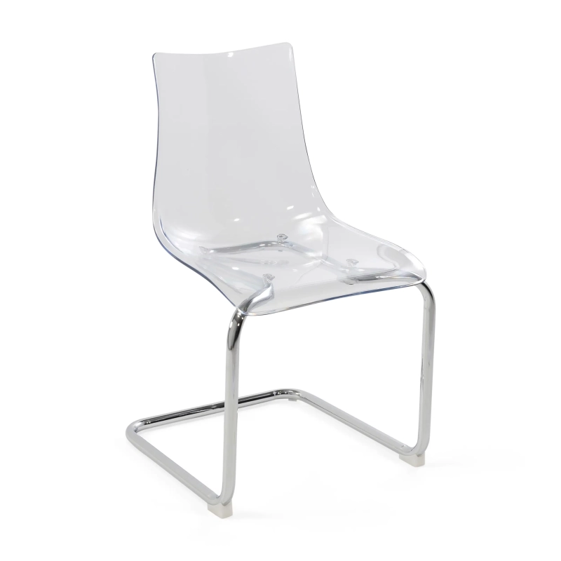 Cadeira de design transparente Dresden | Policarbonato e aço cromado