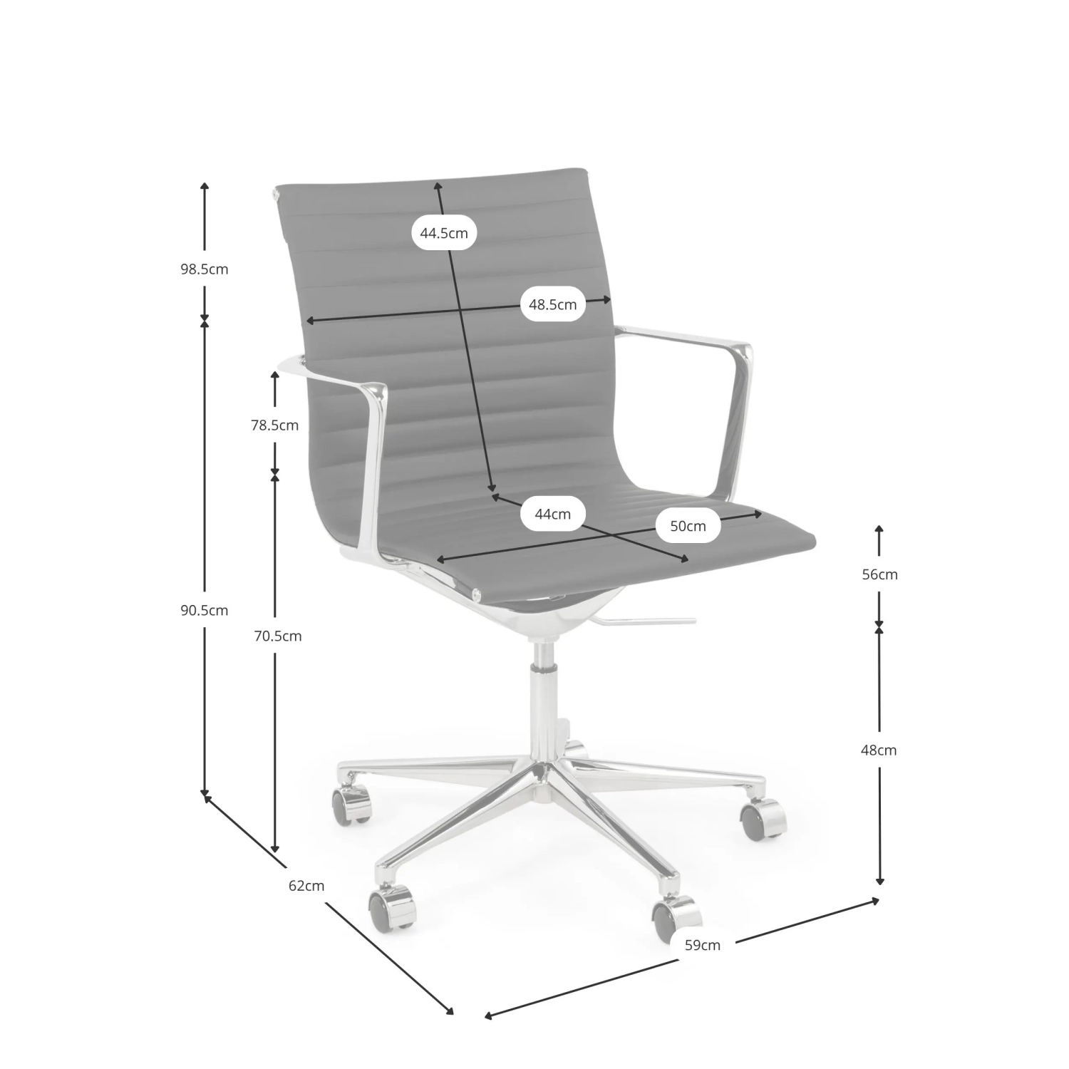 Fauteuil de bureau en cuir à dossier bas « Task Executive » | Fauteuil de bureau haut de gamme