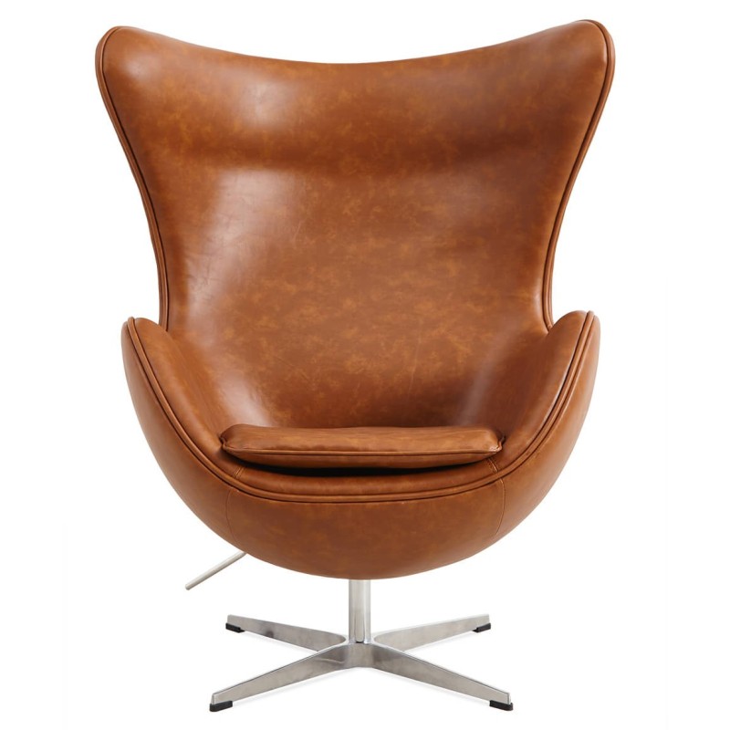 Replica Egg Chair in vintage verweerd kunstleer