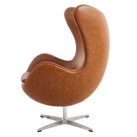 Replika fotela Egg Chair w stylu vintage z postarzanej skóry ekologicznej