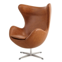 Replika fotela Egg Chair w stylu vintage z postarzanej skóry ekologicznej