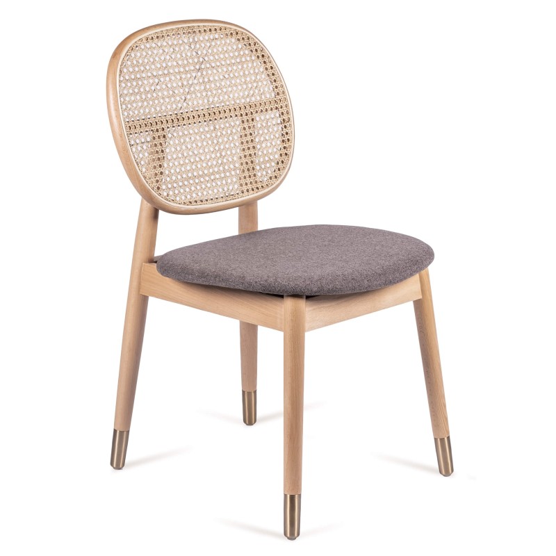 Chaise Marsh en Rotin Naturel et Coussin en Coton Style Vintage