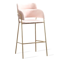 Hoher gepolsterter Hocker mit goldenen Beinen