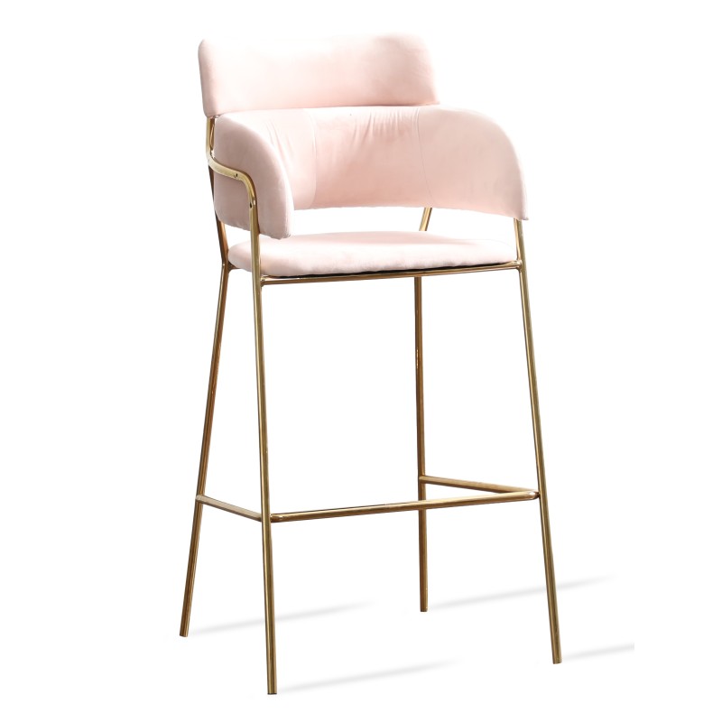 Tabouret haut rembourré avec pieds dorés