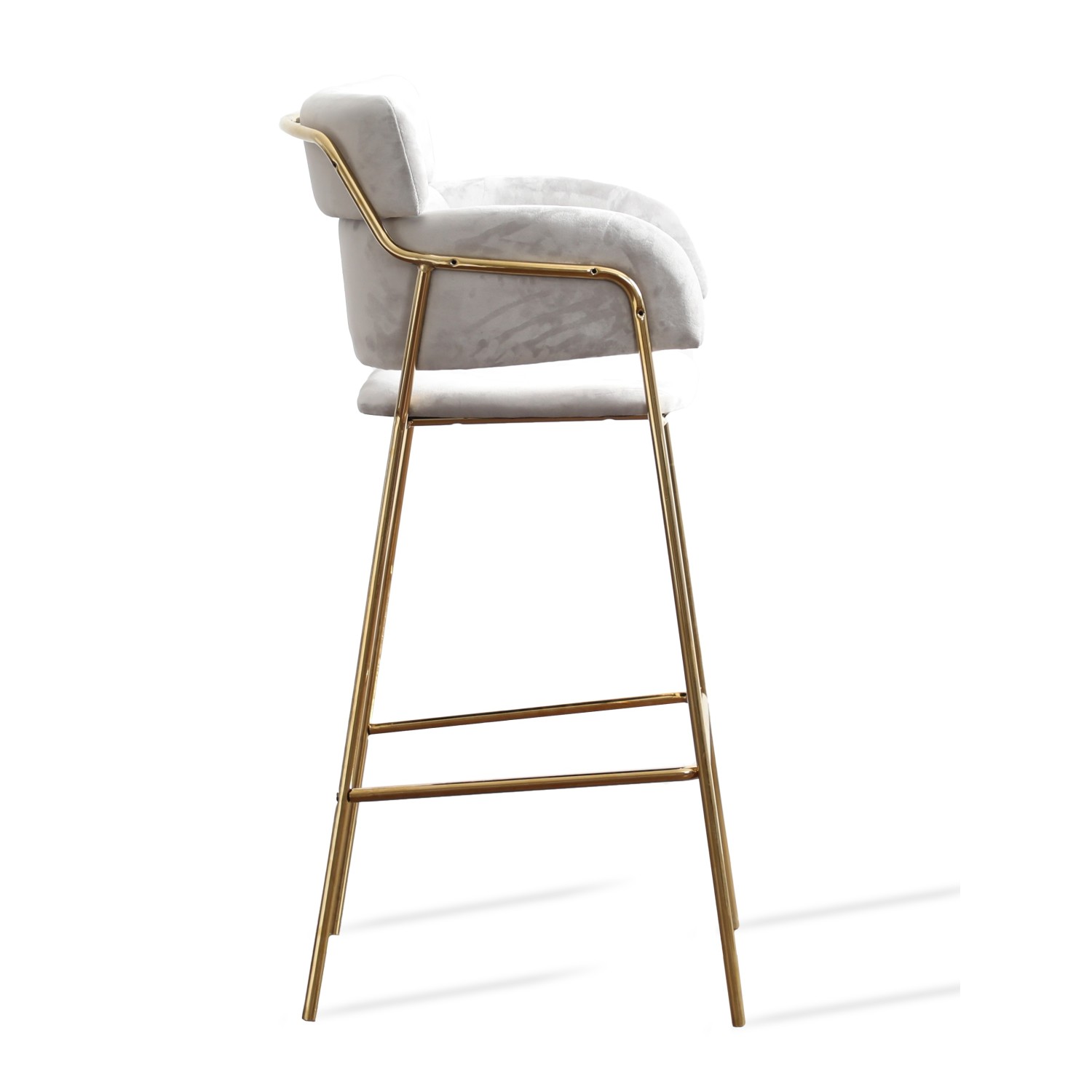 Tabouret haut rembourré avec pieds dorés