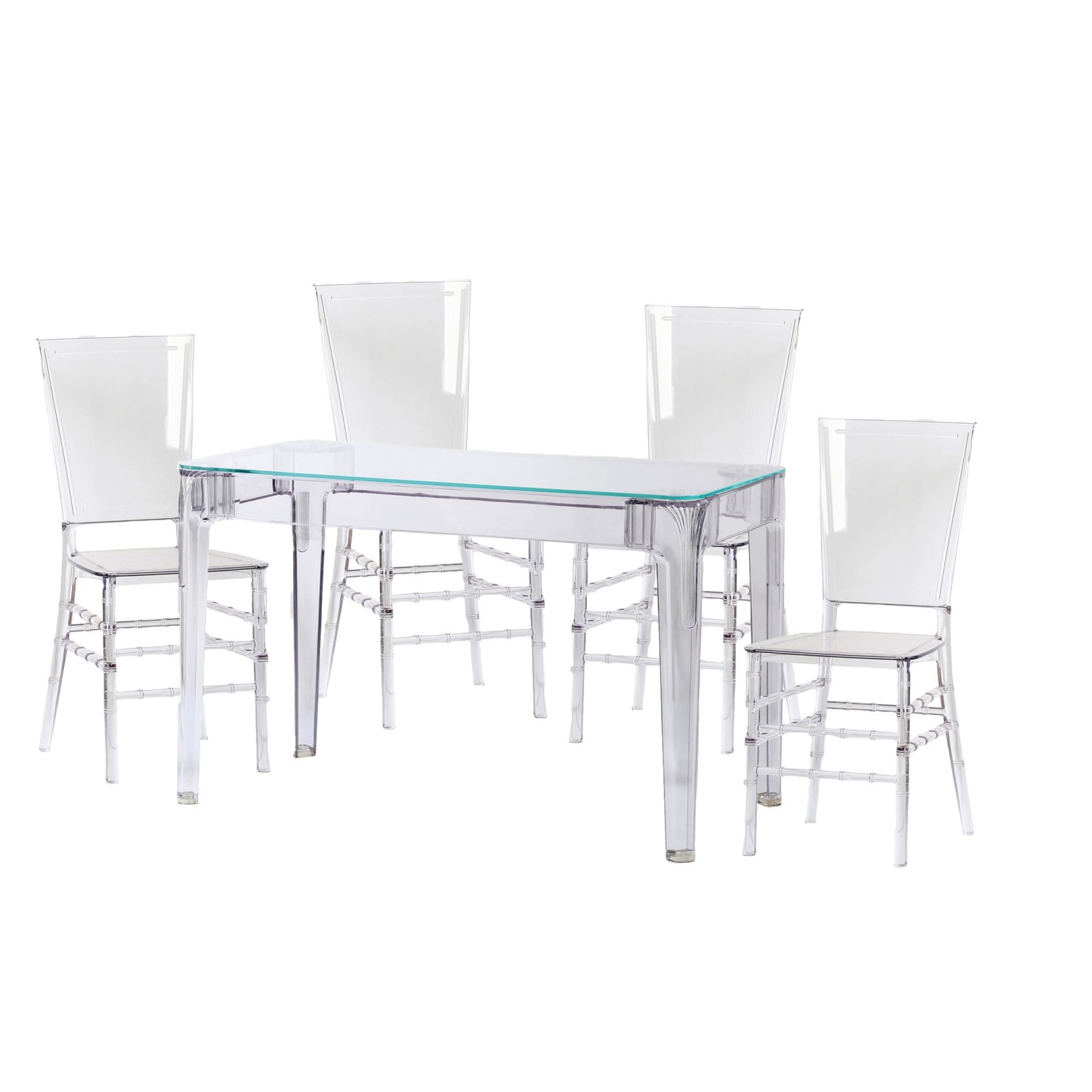 Pack Mesa Ghost 120cm Y 4 Sillas Felipe Ghost