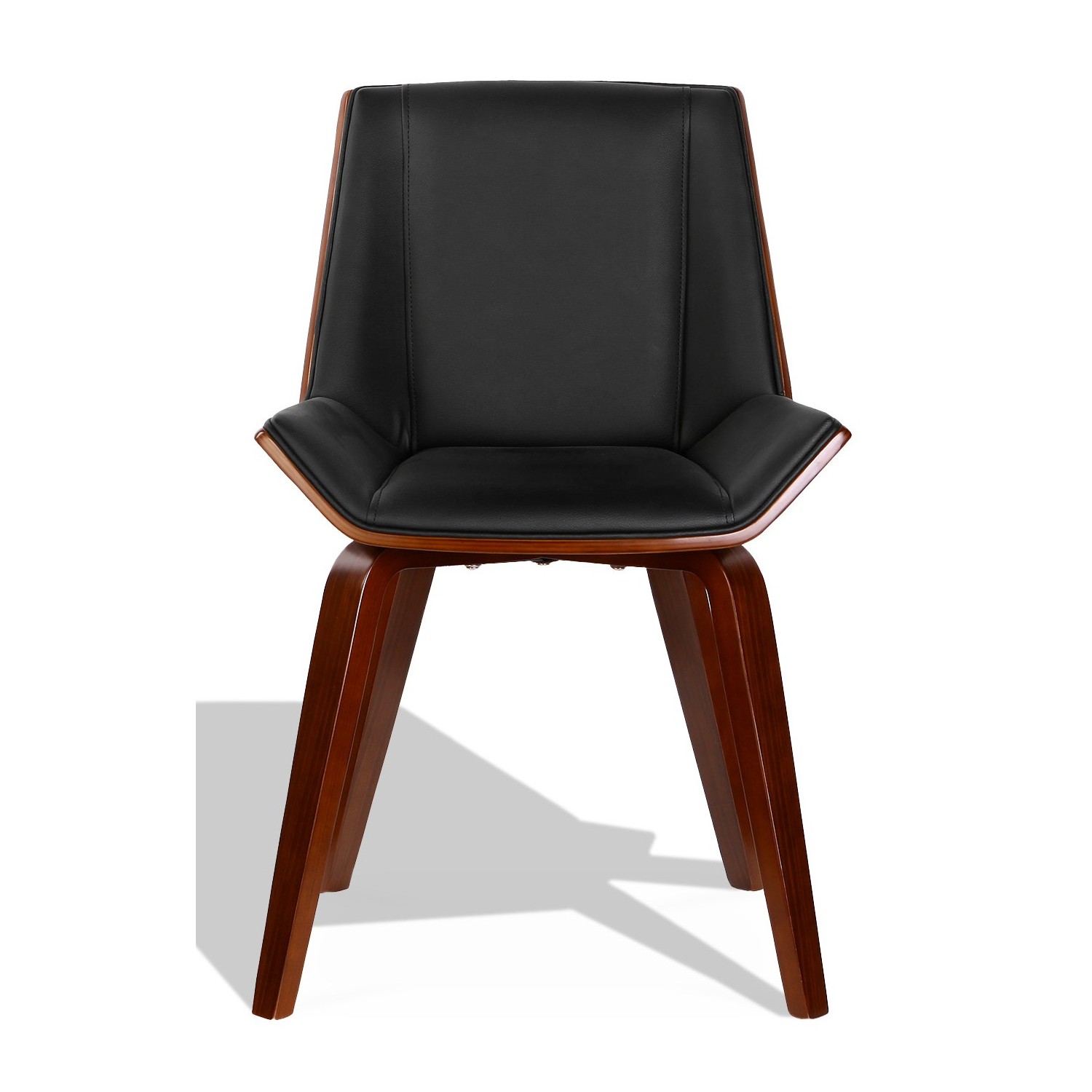 Nordic Plywood S-stoel met kussen van kunstleer en notenhout