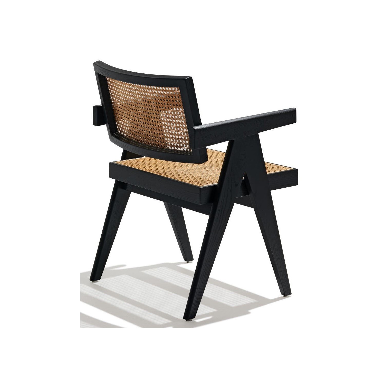 Chaise Compass avec accoudoirs en bois de teck et rotin naturel