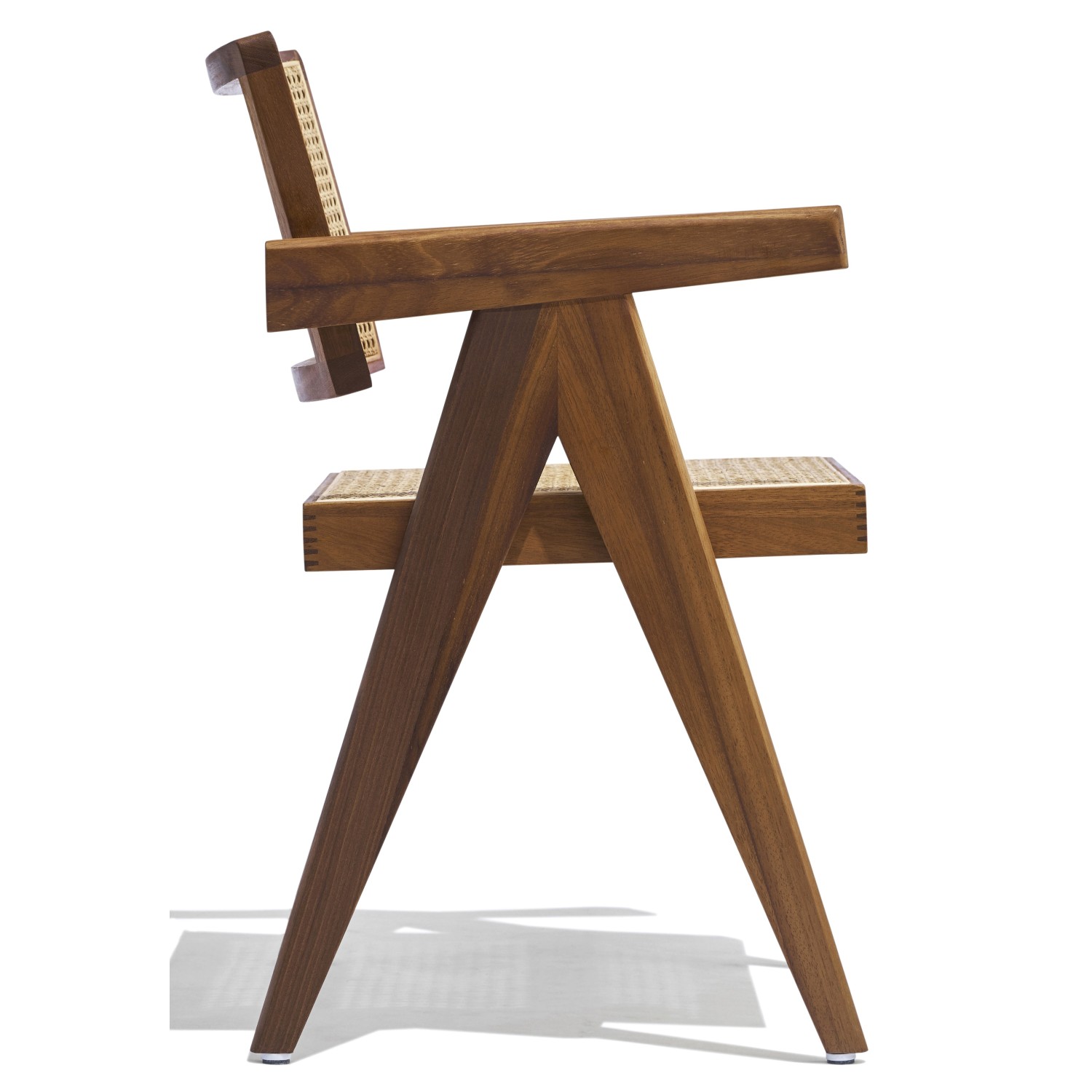 Sedia Compass con braccioli in legno di teak e rattan naturale