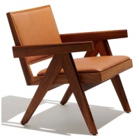 Loungefåtölj Comfort Compass i teakträ och italienskt läder