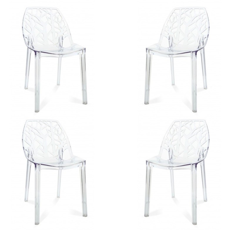 PACK 4 CADEIRAS VEGTAL TRANSPARENTES